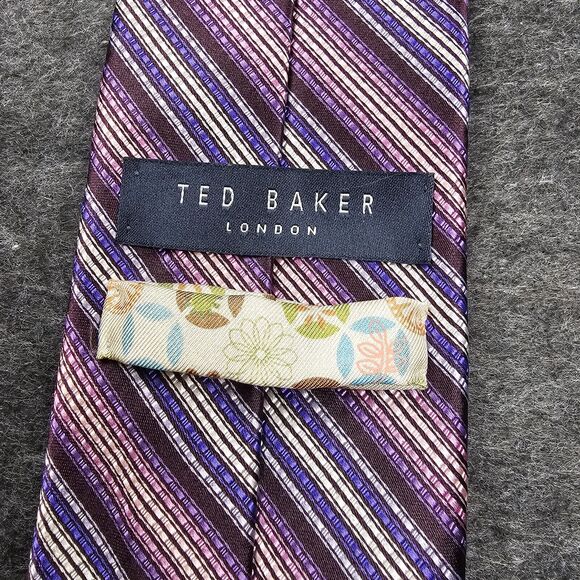 Ted Baker Tie 100% Italian Silk Repp Purple Designer London Luxury USA 59" - Picture 10 of 13